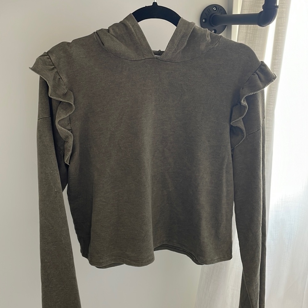 Ruffled Sleeve Hoodie